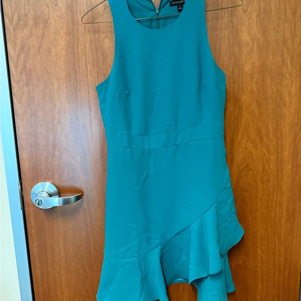 Banana Republic Asymmetrical Teal Dress